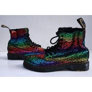 Dr. Martens Zip‎ Up Boots Womens Size 3 Pascal J Rainbow Croc Metallic AW004